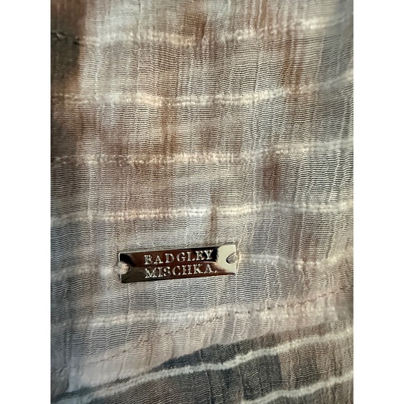 Badgley Mischka Womens Brown Tie Dye Button Down Short Sleeve Blouse Neutral M - Picture 5 of 8